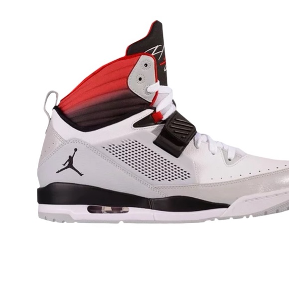 high top red and white jordans